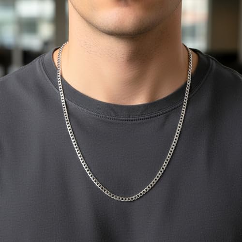 Image of THE MEN THING Chain for Men, Luxury Pure Titanium Steel Chain | Silver Stainless Steel Chain | Necklace Jewellery for Men & Boys