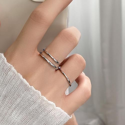 3 Pcs Stainless Steel Thumb Pinky rings Set for women men, Stackable Dainty Cute Gold/Silver Promise Engagement Wedding Bands Non Tarnish Size 5-102