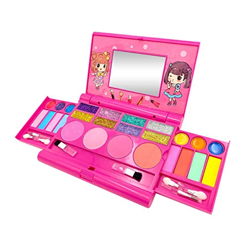 Seatechlogy Maquillage Enfant Jouet Fille - Coffret Palette Maquillage Enfant DéPliante avec Miroir Et Fermeture SéCuriséE - Kit de Maquillage Lavables pour Princesse Filles Cover