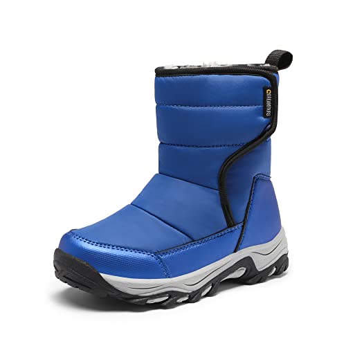 DREAM PAIRS Boys Girls Snow Boots Waterproof Hook and Loop Mid Calf Faux Fur Lining Winter Shoes for Little/Big Kids 11 Little Kid Royal Blue