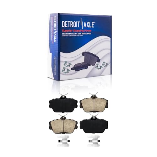 Image of Detroit Axle - Front Brake Kit for Ford Taurus Thunderbird Mercury Sable | Lincoln Continental Mark VIII Cougar, Drilled Slotted Brake Rotors Ceramic Brakes Pads Replacement 11.57 inch inch Front