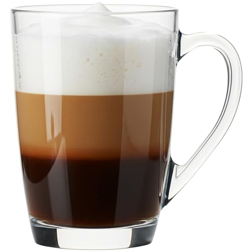 KONZEPT Kaffeegläser Set 6er – 300 ml Teegläser mit Henkel & Latte...