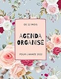  agenda Organisé de 12 mois pour l\'année 2022: agenda 2022 / calendrier mensuel de 12 mois / organisateur mensuel et semainier de 1ans /Format A4 avec 119 pages
