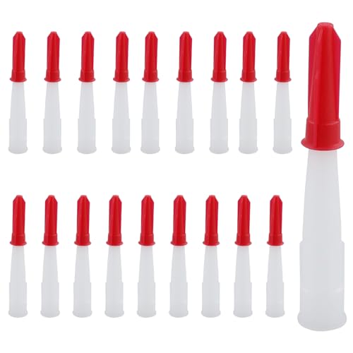 20 punte per cartuccia con tappi per ugelli rossi, punte in silicone trasparente, punte di ricambio, inserto per siringa in silicone, ugello per colla e pistola per cartucce, attrezzi per sigillanti