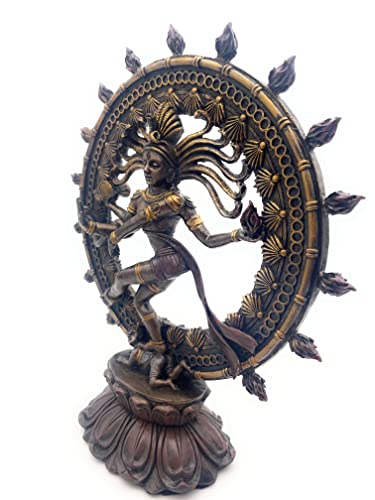 Estatua Shiva Nataraja de Resina con Acabado Bronce 7.75x9x3 in miniatura 4