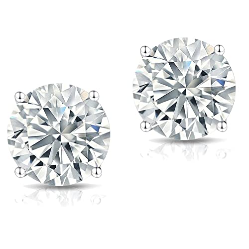 Moissanite Stud Earrings • 14K Gold Solid • Round Cut • Moissanite Stud • Silver Stud Earrings • Moissanite Earring • 4-Prong Setting4