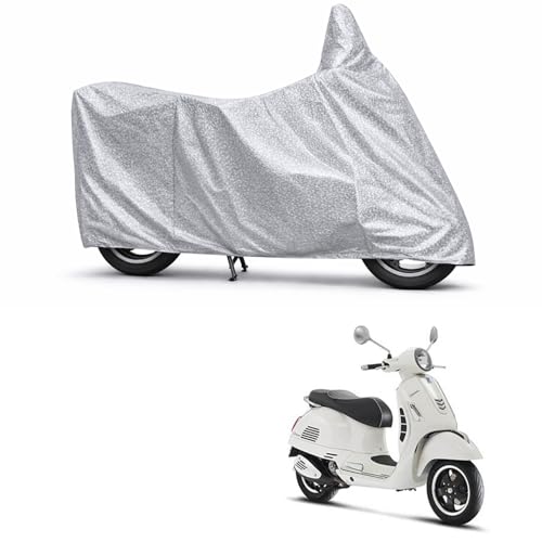Image of 100% Waterproof Two Wheeler Body Cover Multi Layered Fabric Designed for Vespa GTS Super 125 | Belt Buckle Lock | Silver Mag