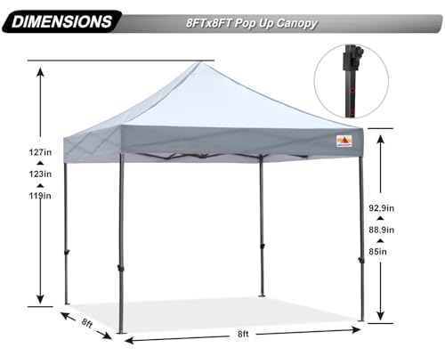 Image of ABCCANOPY Patio Pop Up Canopy Tent 8x8 Commercial-Series (Gray)