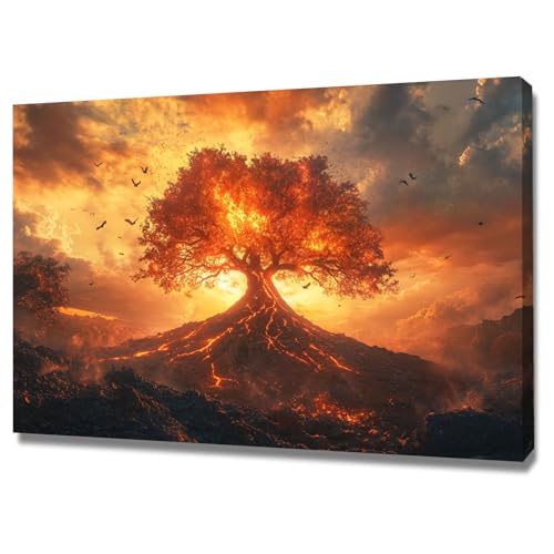 Arbre de vie tableau moderne pour raviver les murs blancs du salon et de la cuisine