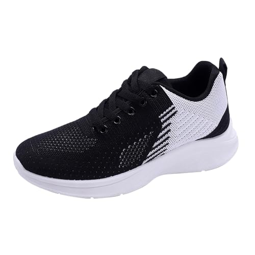 Zapatillas deportivas para mujer, ortopédicas, con cordones, zapatos de verano, antideslizantes, zapatillas deportivas, suela plana, zapatos de fitness, de malla, cómodos, coloridos, Z02black, 38 EU