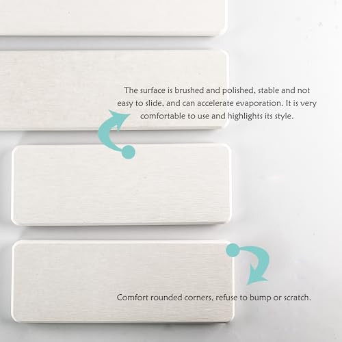 NiuYichee 2 Pcs Water Absorbing Stone Trays, Kitchen/Bathroom Sink Soap Dish, Diatomite Tray Used for Hand Soap & Cosmetic Bottles in The Modern Home, 3.15" W x 8.7" L, White