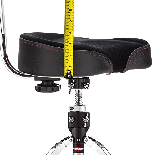 Gibraltar Drum Throne with Adjustable Height Motorcycle Seat & Backrest, Double-Braced Drum Stool, Comfortable Supportive Cushion for Drummers, Studio or Stage Use (9608MB)