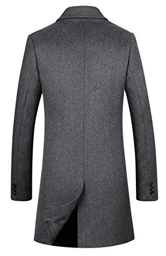 Image of Men's Premium Wool Blend Double Breasted Long Pea Coat