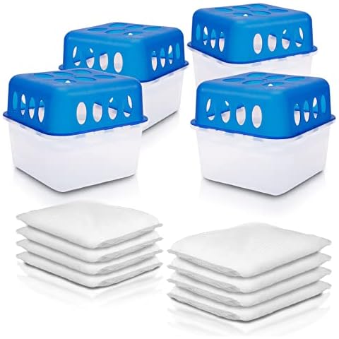 BigDean 4x Luftentfeuchter Feuchtigkeits-Stopper mit 8 x 400g Nachfüll-Beutel Granulat Cover