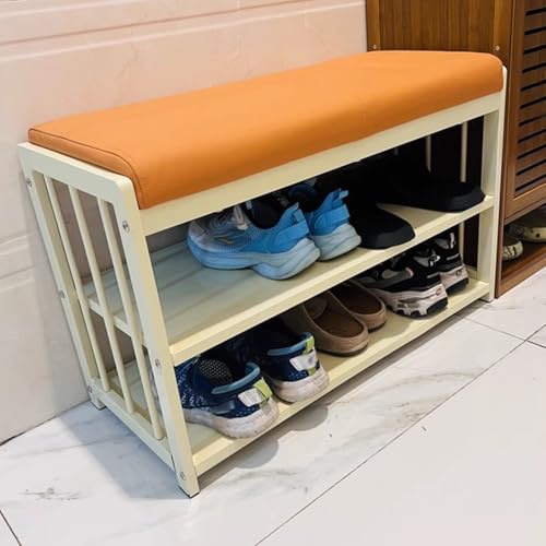 Banc à chaussures robuste assise cuir synthétique structure métal - 4