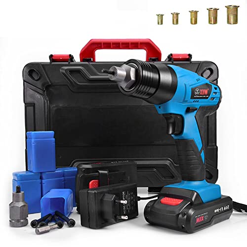 XIIW Alicates de tuerca de remachado eléctrico M3 / M4 / M5 / M6 / M8 Remaches Pistola Automática Remachadora 350/1560RPM con 2 ajustes de velocidad variables profesional Cover