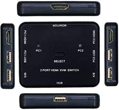 MaK WOrLD® 2 Ports HDMI KVM Switch Share 2 Computers with One Monitor 2x1 USB KVM Switch for USB Keyboard Mouse-image-3