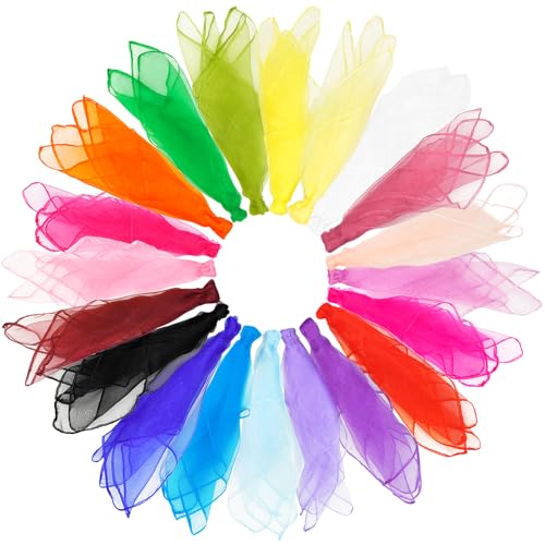 XIANGLONGY 20 Stück Jongliertücher, 60x60 cm Sensorik Play Bunte Tanztücher für Kinder und Erwachsene, Chiffontücher Baby für Tanz, Jonglage, Basteln, Dekoration