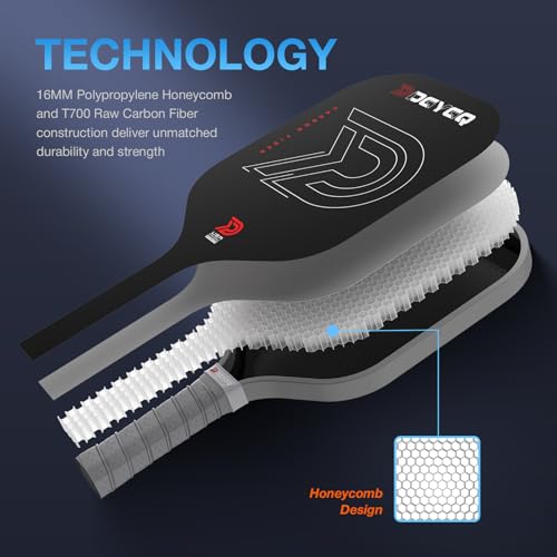 Image of DGYGQ Pickleball Paddles with Polypropylene Honeycomb Core, T700SC Power Carbon Fiber Pickleball Paddle, Increased Power for Ultimate Spin & Consistency