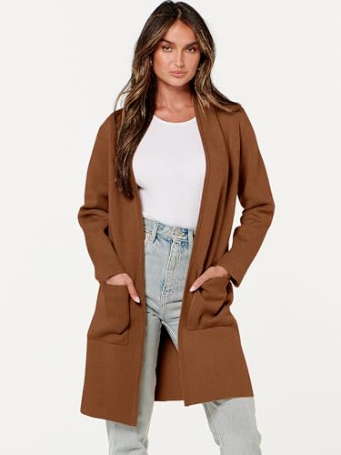 Image of ANRABESS Cardigan Sweater for Women Casual 2026 Fall Fashion Coat Long Sleeve Open Front Knit Coatigan Outwear