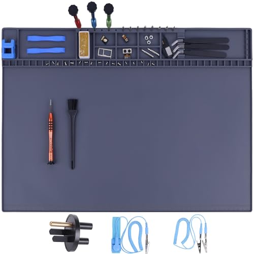 Premium Heat Resistant 932&deg;F 20.7' x 13.4' Magnetic Anti-static Mat with Grounding Accessories,...