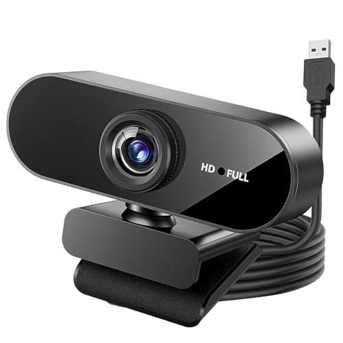 Synkris 1080P HD Webcam for PC with Microphone Noise Cancellation Wide Angle Lens Auto Light Correction USB for Conference Zoom Skype Facetime Windows Linux and macOS Plug Play Black XMAS gifts