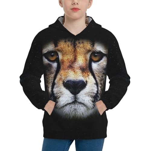 Cheetah Boy, Girls Sports Shirt Youth Pullover Fashion Hooded Sweatshirt3