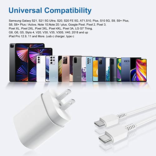 Image of Type-C Charger, 2Pack 25W PD USB-C Super Fast Charging Blocks &10ft Cables | PD Wall Charger Blocks &10+10ft USB-C Cords for Samsung Galaxy S26 /S25 /S24 /S23 /S22 /S21 /S20 Plus /Ultra, Note 20 /10 /9 /8, S10 /S9
