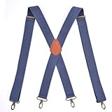 Brackets para Hombre X Forma - 3.5Cm Ancho Elástico Ajustable para Hombres Tirantes del Pantalón Tirantes X Forma con 4 Clips Fuertes Fiesta De Bodas, Azul Claro