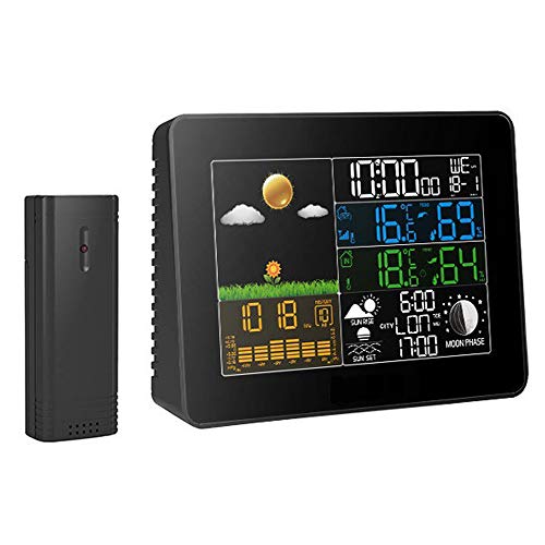 Farbe Großanzeige, Wetterstation, Wanduhr, Temperatur und Luftfeuchtigkeit, Uhr mit Wetter