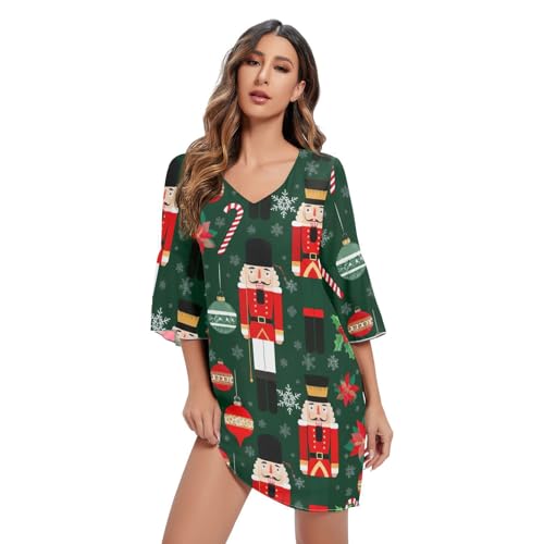 Robe d'été en mousseline col V : le confort fluide vert de Noël