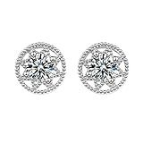 Pendientes de Oro de 18k para Mujeres, Estrella Redonda Hueca con Pendientes de ílago de hélice moissanite para Mujeres Oro