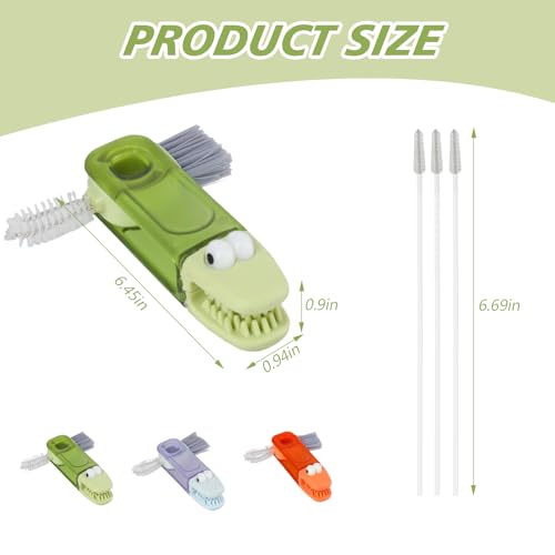 Image of Cup Lid Cleaning Brush 3 PCS,Tumbler Lid Cleaning Brush 4-in-1,Portable,Multifunctional,for Tight Spaces, Sealed Containers,Sippy Cups