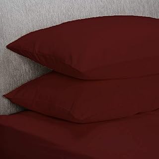 M Fabrics Poly-Cotton Plain Dyed Housewife Pillowcase Pair - Easy Care, Machine Washable - Available in 25 Colours - Pillow Case Pair 50x75cm (Latte)
