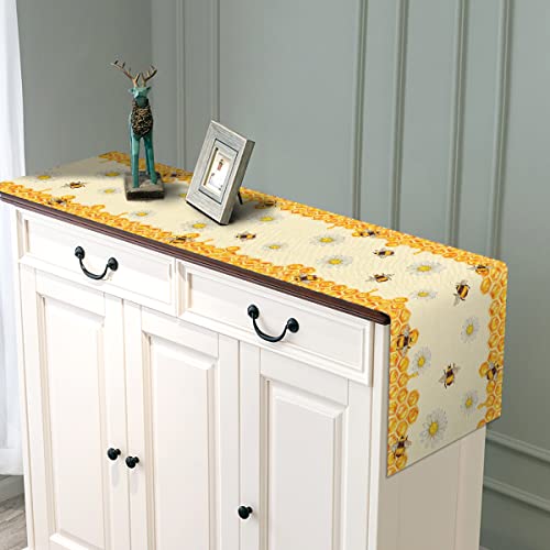 Linen Bee Daisy Table Runner Rustic Home Farmhouse Table Cover Boy Girl Bithday Party Indoor Outdoor Decoration Home Kitchen Dining Room Decor 13 X 72Inch #TOP2