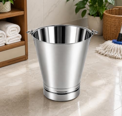 Image of Steel Non Joint Leak Proof Bucket Multipurpose Balti with Handle for Kitchen Home (6 Litter)