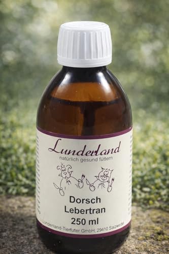 Lunderland Dorschlebertran | 90 ml | Einzelfuttermittel für Hunde & Katzen | Mit Omega-3 & Vitaminen