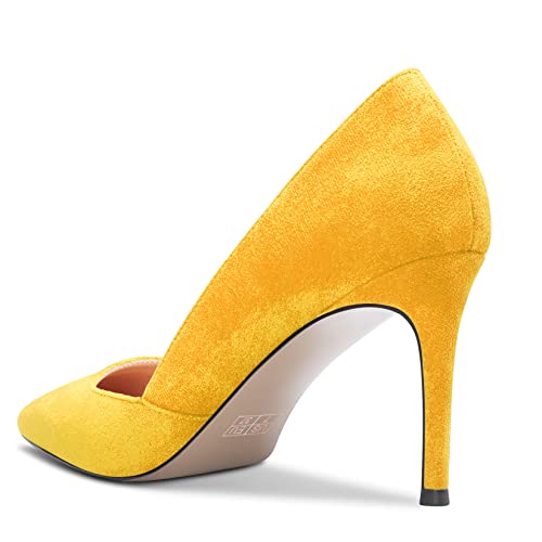 HEUIVZAR Pumps for Womens Closed Square Toe High Stiletto Heel Slip On Suede Comfort Dress Shoes 3 Inch3
