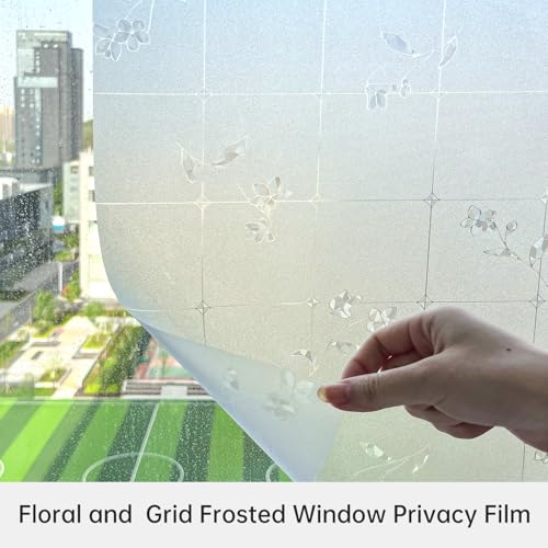 Vinilo decorativo para ventana, película frosted floral 45x200 cm miniatura 6