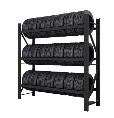 Mayaadi-Home Estantería para neumáticos, 2000 x 600 x 2000 mm, 300 kg, 3 niveles, color negro