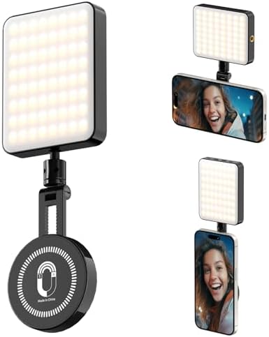 aLLreLi Magnetic Selfie Light Kit, LED Fill Light Compatible with Magsafe, Built-in 1200mAh Battery, Dimmable, 3 Light Modes for Selfies/Photography/Video Calls