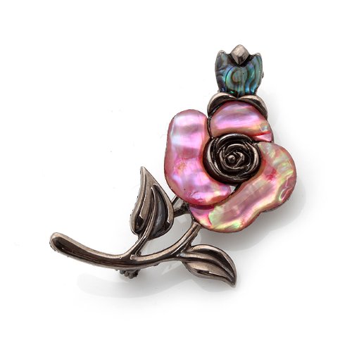 Rose Blume Schmuck Perlmutt Brosche Frau Mann Silberfarbig Weiss Edel Luxus Deluxe Modern Elegant Cover