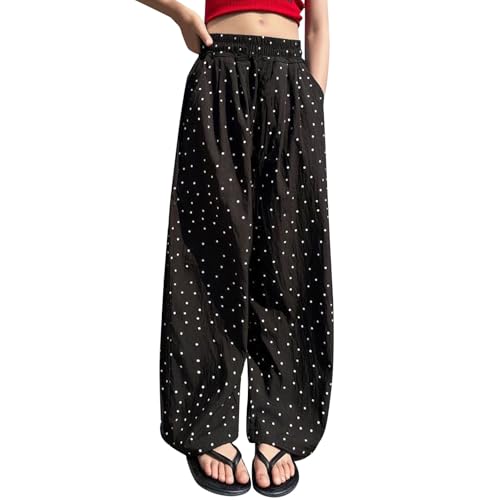 Mädchen atmungsaktiv Sommerhose Leichte Gerade Punkte Blumen...