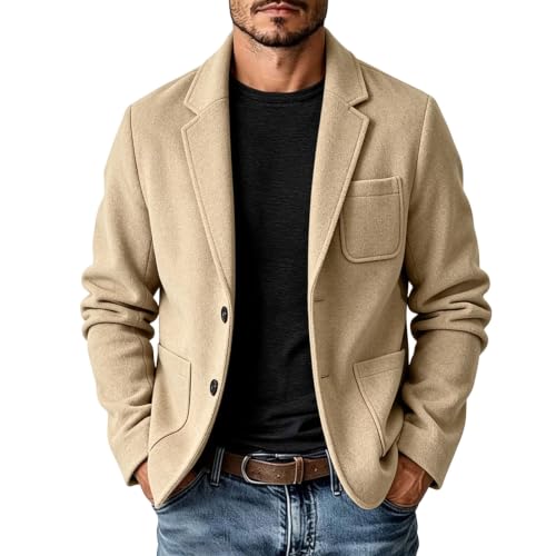 Casual Blazer for Men Lapel Collar Button Up Cardigan Front Pockets - image 3