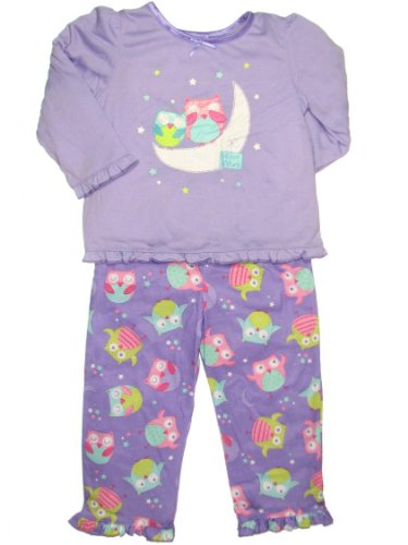 Sleeping Owl 2 Piece Poly Toddler Girl Pajamas by Little Me - Purple - 4T