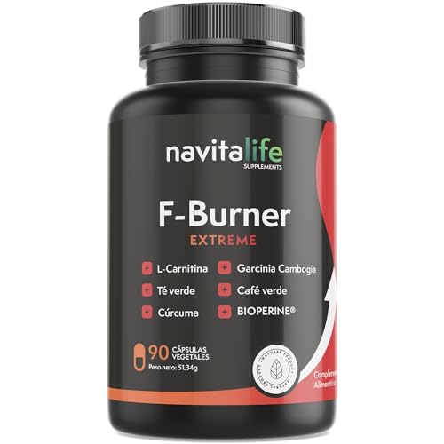 F- burner Extreme. Con L-Carnitina Carnipure y Extractos Naturales | Energía y Rendimiento para Rutinas Activas | Té Verde, Garcinia, Café Verde, Cúrcuma | 90 Cápsulas.