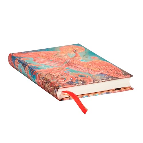 Paperblanks 18 Month Calendar 2025 Firebird Mini Horizontal Elastic Band Closure, red - Image 2