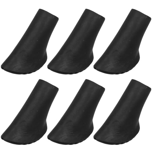 GATHINESS 6 Piezas Puntas de Goma Negras para Bastones de Trekking Diámetro de 11mm, Compatibles Versátiles y Antideslizantes para Actividades al Aire Libre y Montañismo