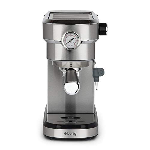 H.Koenig Macchina per espresso professionale, Pressione 20 Bar EXP820, Acciaio inox, Sistema Thermoblock, Serbatoio 1,1L, Pompa barometrica integrata, Scaldatazze, Schiumatore, 1350W - 9