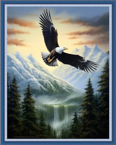 Image of Dooxvey Cross Stitch Kits for Adults Beginners,Full Range of Cross-Stitch Stamped Kits Needlepoint Kits for Beginners Embroidery Kits 11CT Cross Stitch Patterns-Eagle Flying 16x20 inch